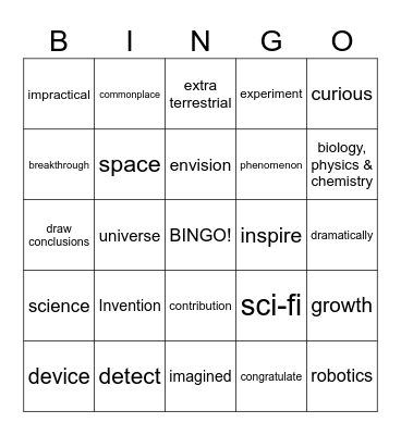 Science or Science Fiction? Bingo Card