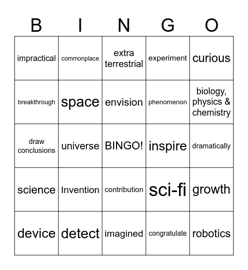 Science or Science Fiction? Bingo Card