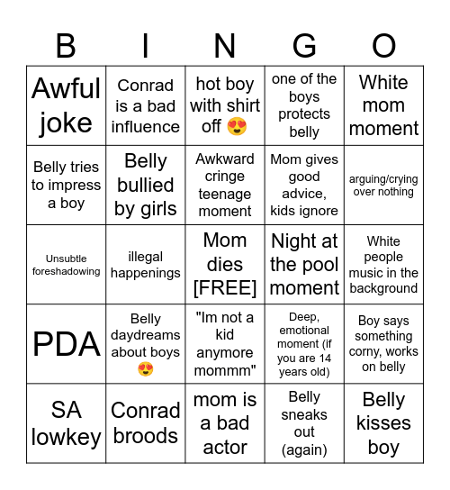 TSITP Bingo Card
