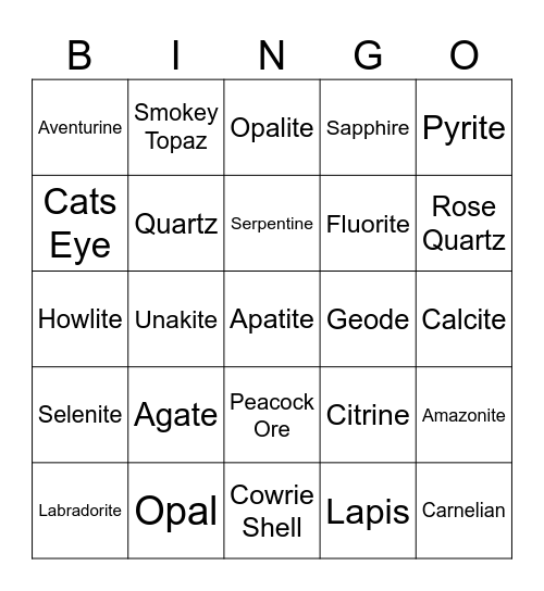 CRYSTALSSS Bingo Card