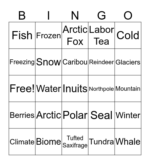 Tundra Bingo Card