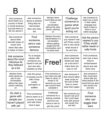 Parsons Bingo Card