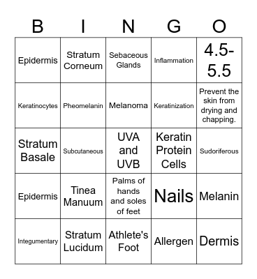 Skin Bingo 26-45 Bingo Card