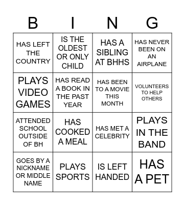 EAGLE Bingo Card
