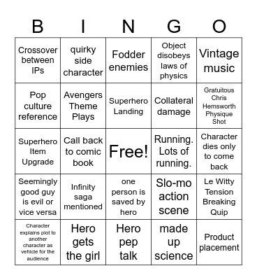 Thor Love & Thunder Bingo Card