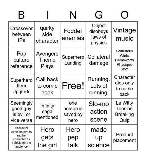 Thor Love & Thunder Bingo Card