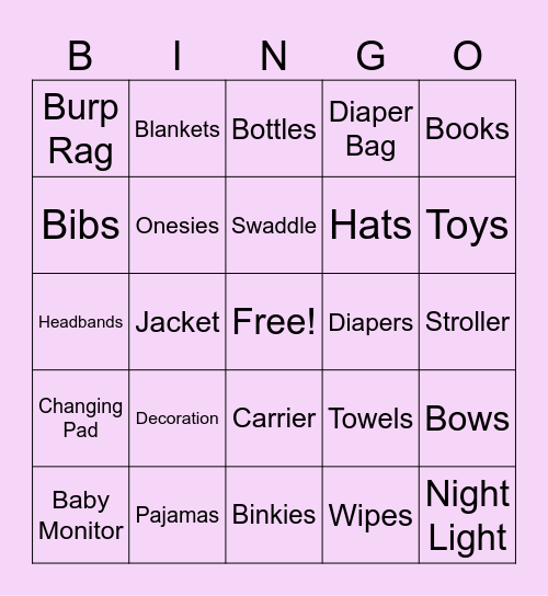 Baby Gift Bingo! Bingo Card