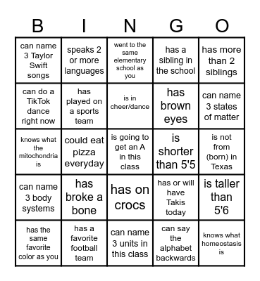 Find Someone Who... Bingo Card