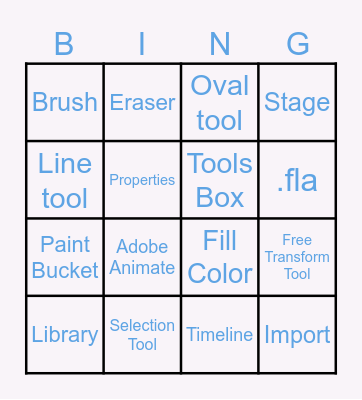 Adobe Animate Bingo Card