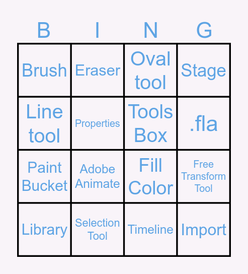 Adobe Animate Bingo Card