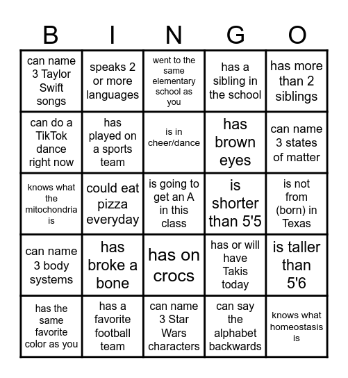 Find Someone Who... Bingo Card