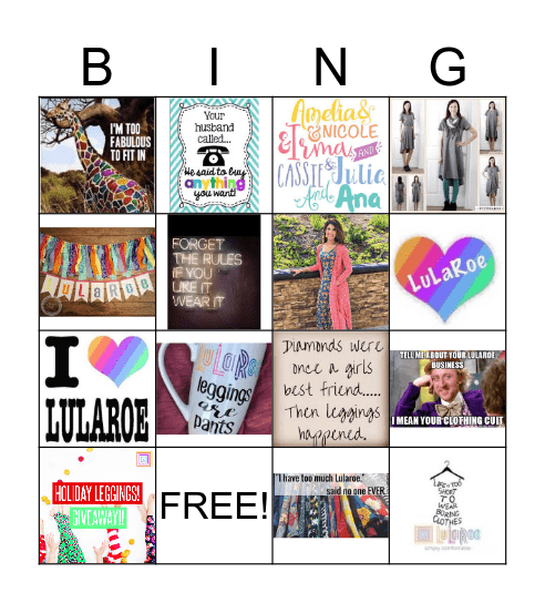 LuLaRoe Bingo Card