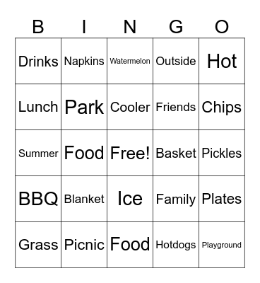 Picnic Bingo Card