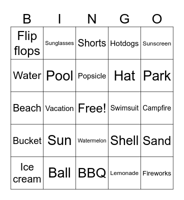 Summer Bingo Card