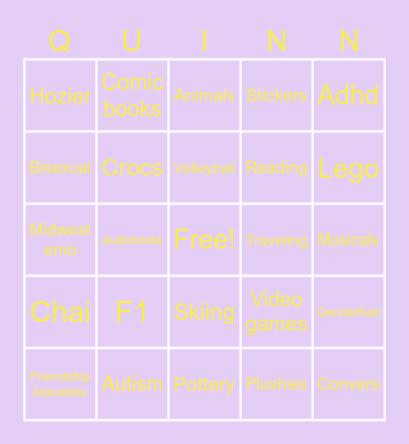 Quinn bingo Card