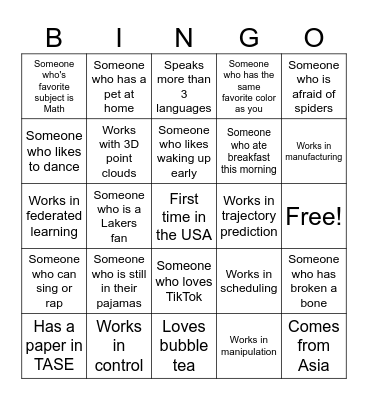 Human Bingo Card