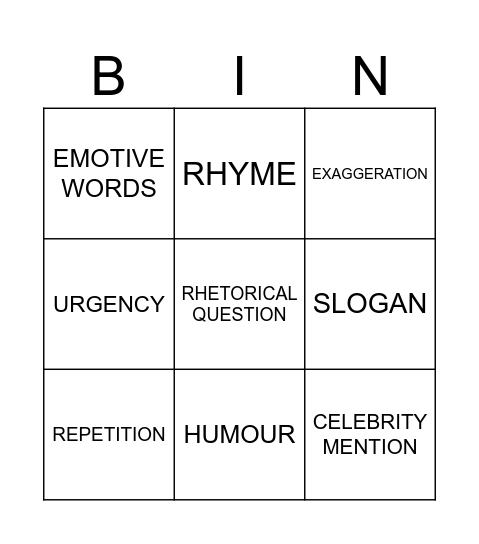 Ad BINGO Card