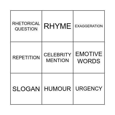 Ad BINGO Card