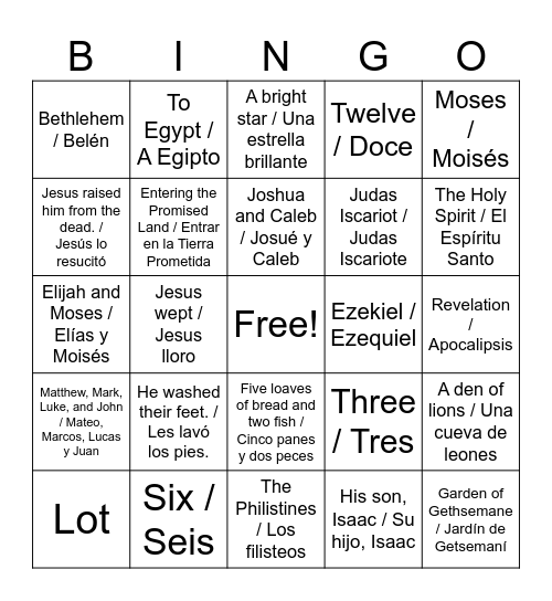 Biblical Bingo Card