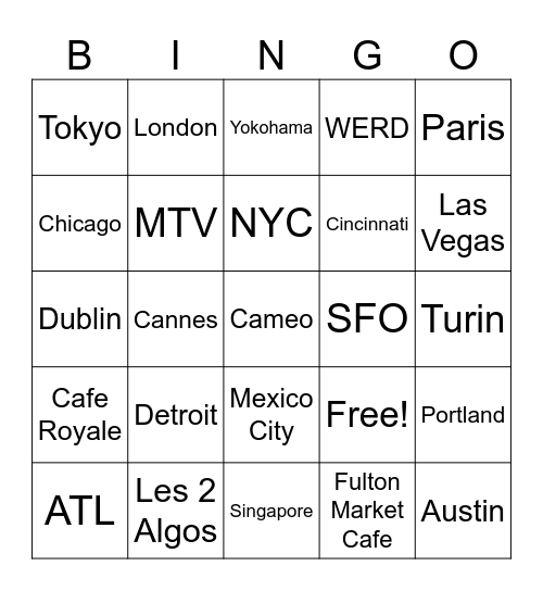 Iconic Bingo Card
