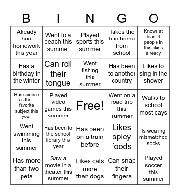 Back to School Bingo! Bingo Card