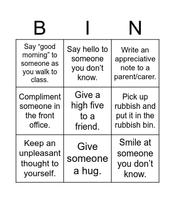 Acts of Kindness Bingo - 2025 Bingo Card