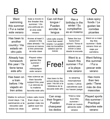 Back to School Bingo! Bingo Card