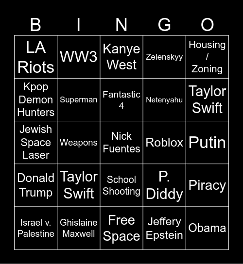 Stinson Bingo Card