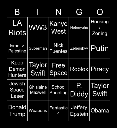 Stinson Bingo Card