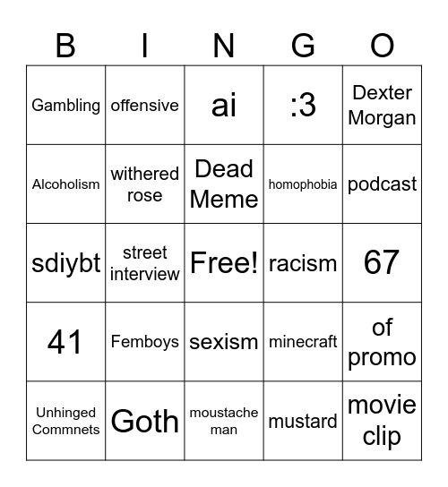 instagram reels bingo Card