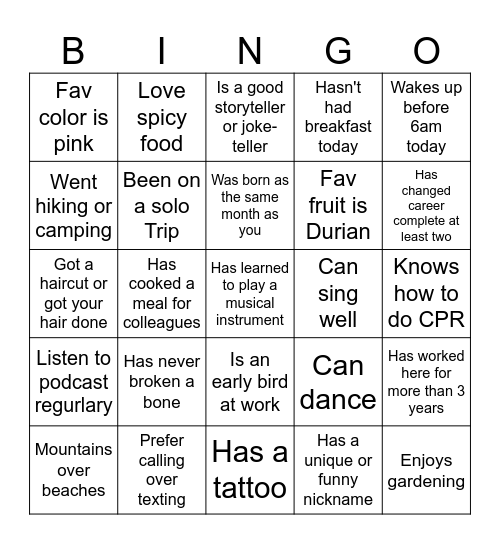 FIND SOMEONE WHO... Bingo Card