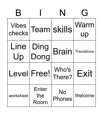 1st day of School Bingo Card