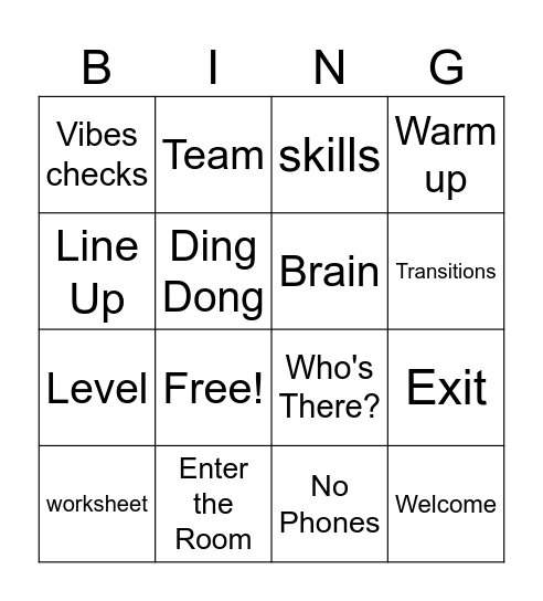 1st day of School Bingo Card