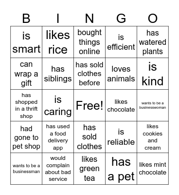 Find Someone Who Bingo Card
