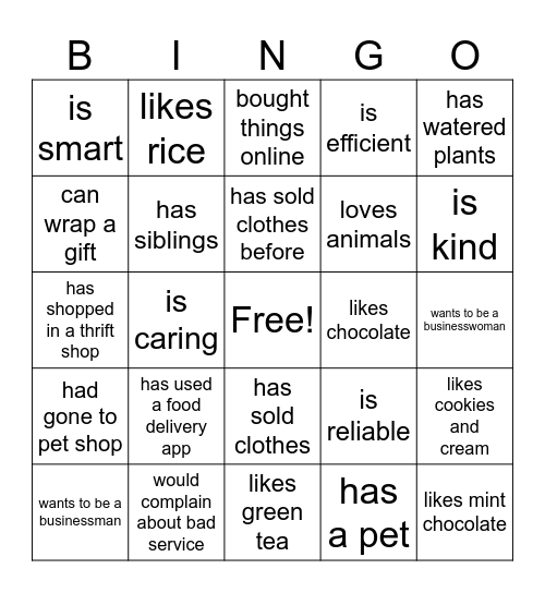Find Someone Who Bingo Card