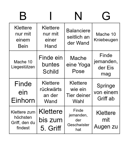 KLETTERBINGO Card