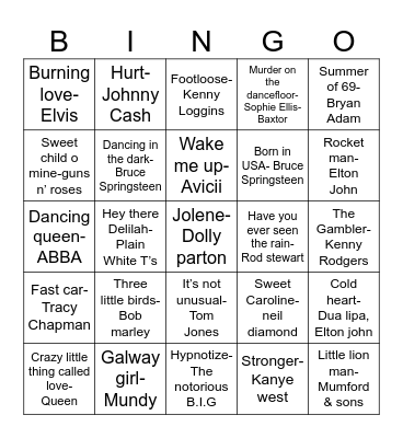 MUSIC BINGO Card