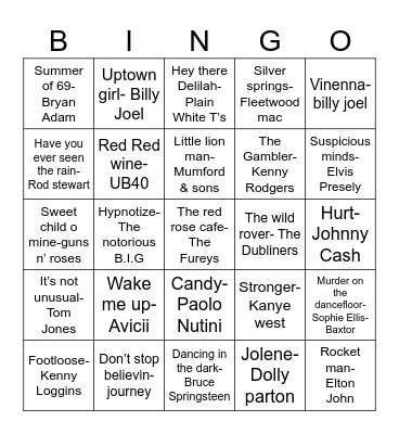 MUSIC BINGO Card