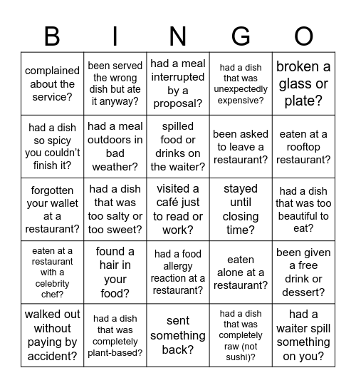 Have you ever... Bingo Card