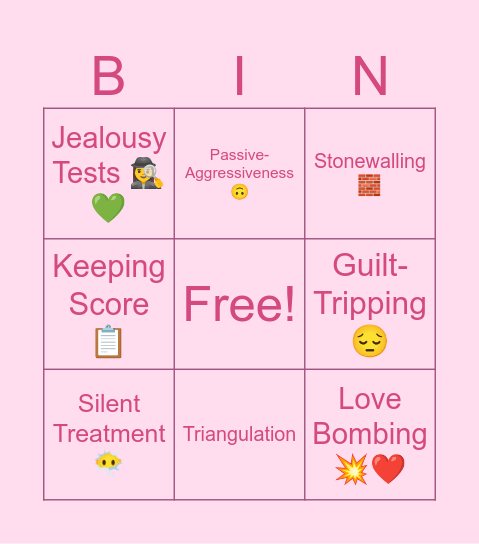 TOXIC LOVE BINGO Card