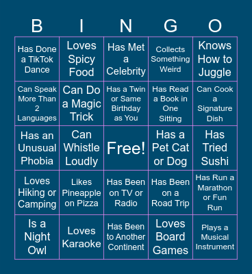 Friendship Bingo Card