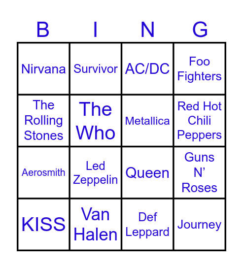 R&A/FFS Rock Anthem BINGO Card