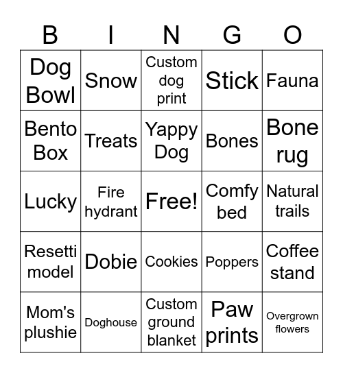 Benny ACNH Bingo Card