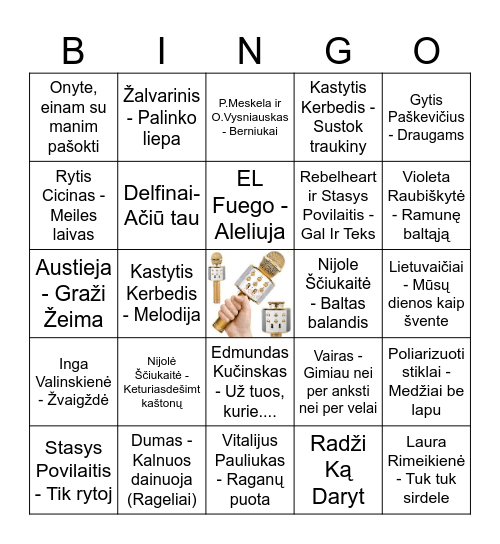 Muzikinis bingo Card