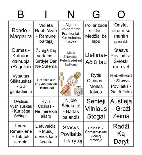 Muzikinis bingo Card