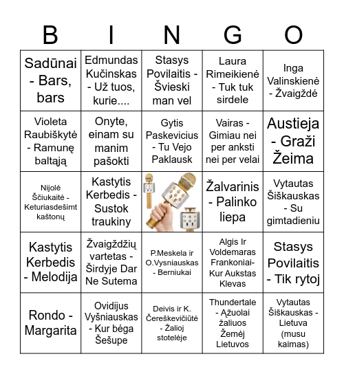 Muzikinis bingo Card