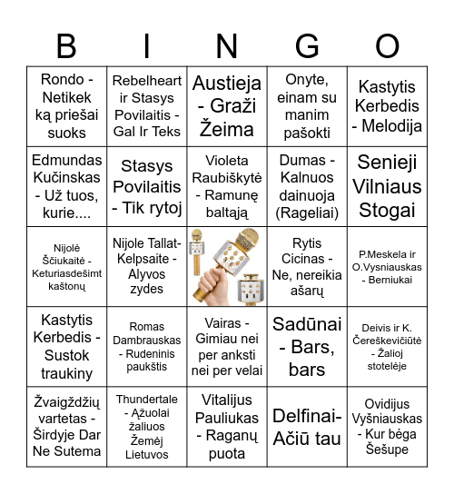 Muzikinis bingo Card