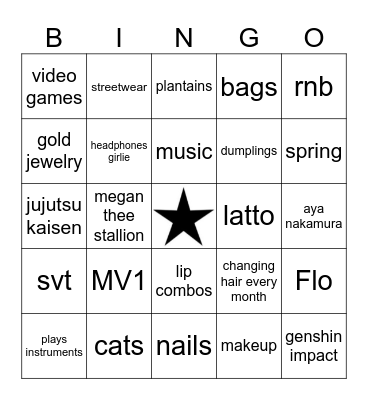 gabi’s bingo Card