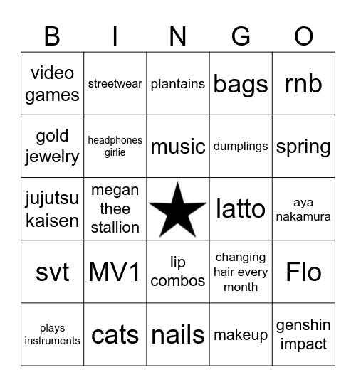 gabi’s bingo Card
