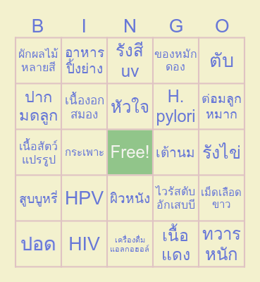 CANCER Bingo Card